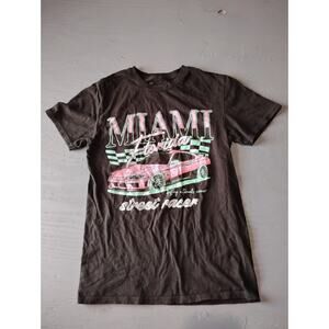 Unisex Bowery Miami Decal Black Breathable T-Shirt Size Small Great Condition